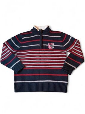 3 For $25 Pepco Boys Navy & Red Striped Quarter-Zip Knit Sweater Size 7-8